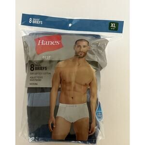 Hanes Mens Best Briefs 8 Pack Comfort Tagless Multicolor XL 40"- 42"